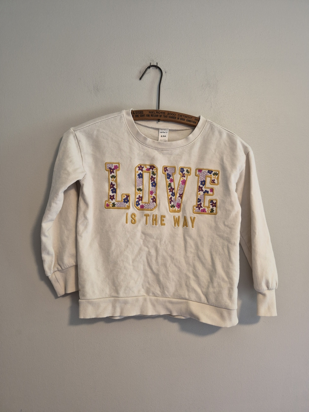 Carters Girls 8 White Pullover Sweatshirt with LOVE Floral Graphic